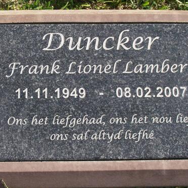 DUNCKER Frank Lionel Lambert 1949-2007
