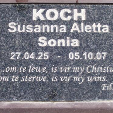 KOCH Susanna Aletta 1925-2007