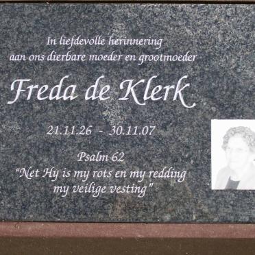 KLERK Freda, de 1926-2007