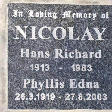 NICOLAY Hans Richard 1913-1983 &amp; Phyllis Edna 1919-2003