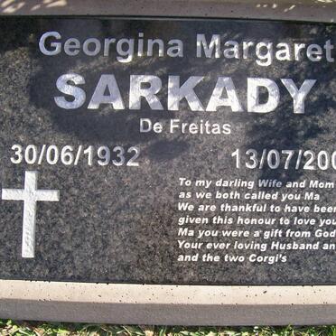 SARKADY Georgina Margaret nee DE FREITAS 1932-2007