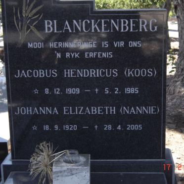 BLANCKENBERG Jacobus Hendricus 1909-1985 &amp; Johanna Elizabeth 1920-2005