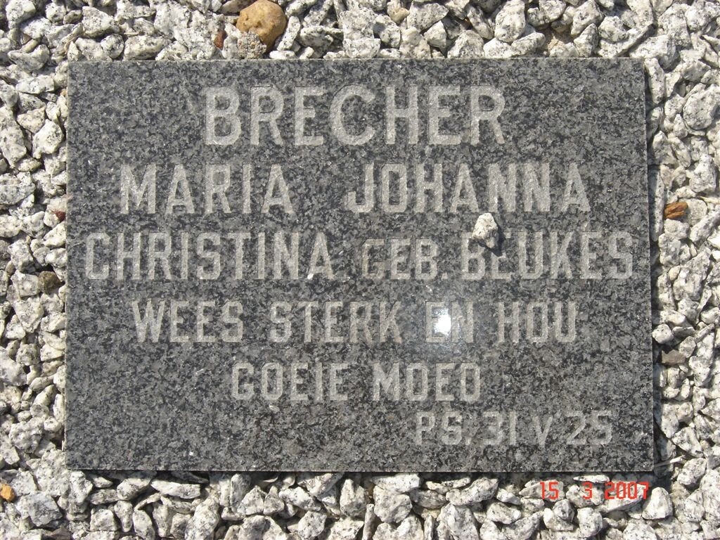 BRECHER Maria Johanna Christina nee BEUKES