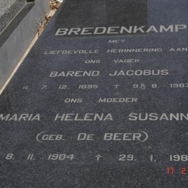 BREDENKAMP Barend Jacobus 1895-1987 &amp; Maria Helena Susanna DE BEER 1904-1987