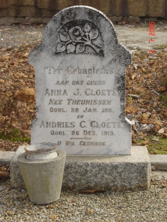 CLOETE Andries C. -1913 &amp; Anna J. THEUNISSEN -1911