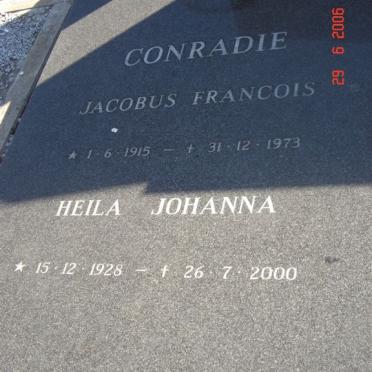 CONRADIE Jacobus Francois 1915-1973 &amp; Heila Johanna 1928-2000