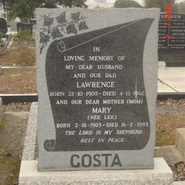 COSTA Lawrence 1905-1962 &amp; Mary LEE 1903-1993