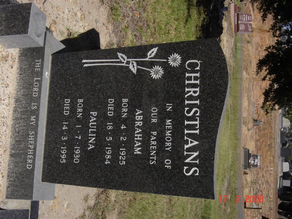 CHRISTIANS Abraham 1925-1984 &amp; Paulina 1930-1995