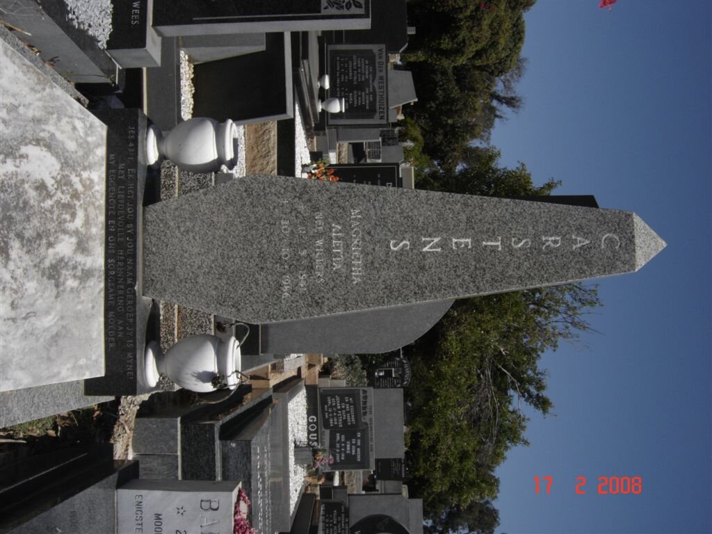 CARSTENS Magrietha Aletta nee WILLERS 1941-1986
