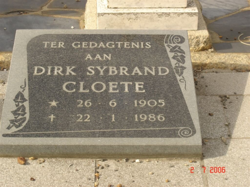 CLOETE Dirk Sybrand 1905-1986