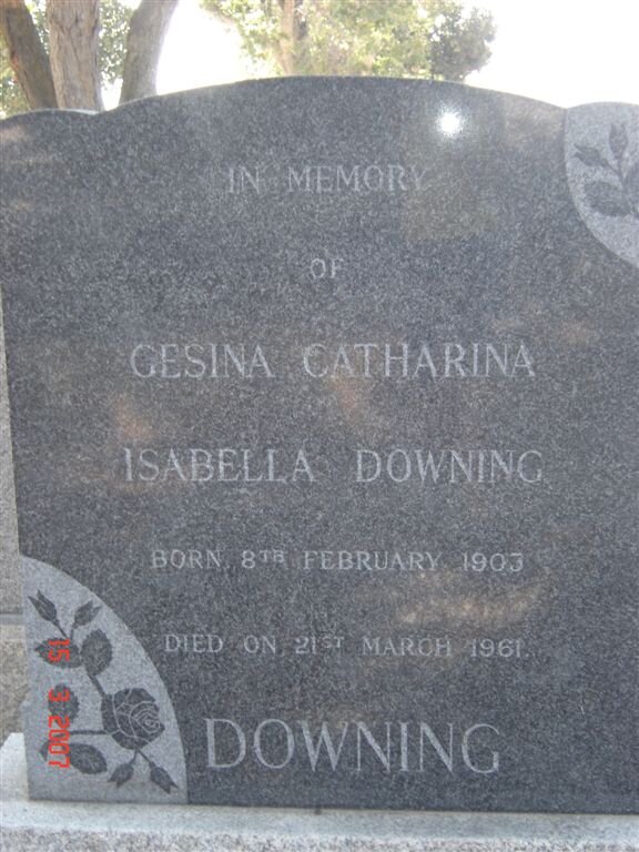 DOWNING Gesina Catharina Isabella 1903-1961