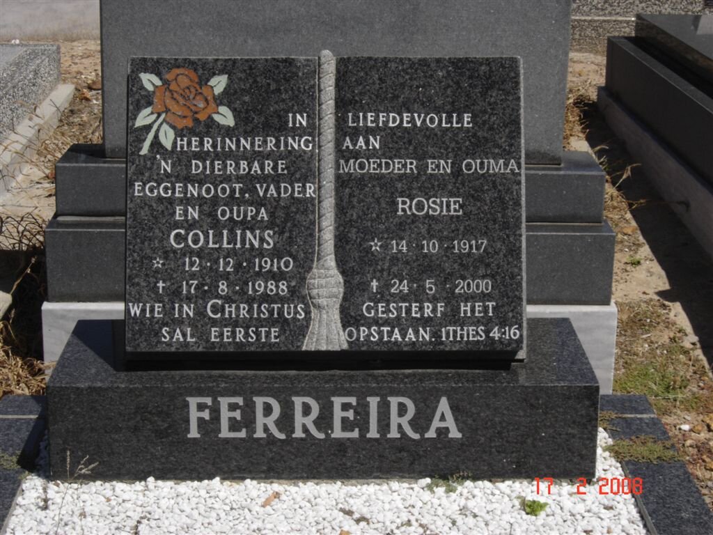 FERREIRA Collins 1910-1988 &amp; Rosie 1917-2000