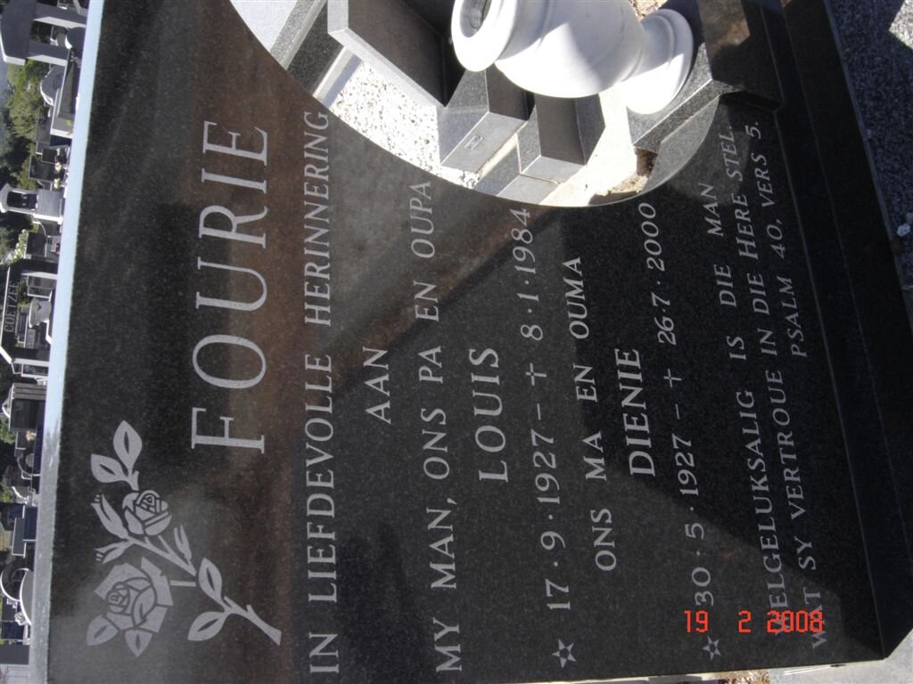 FOURIE Louis 1927-1984 &amp; Dienie 1927-2000