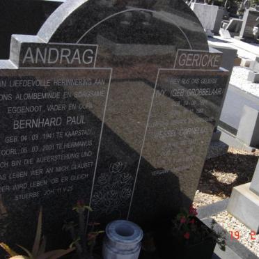 GERICKE Wessel Cornelius 1911-19? ::  GROBBELAAR  Ivy 1921-1983 :: Bernhard Paul ANDRAG 1941-2001