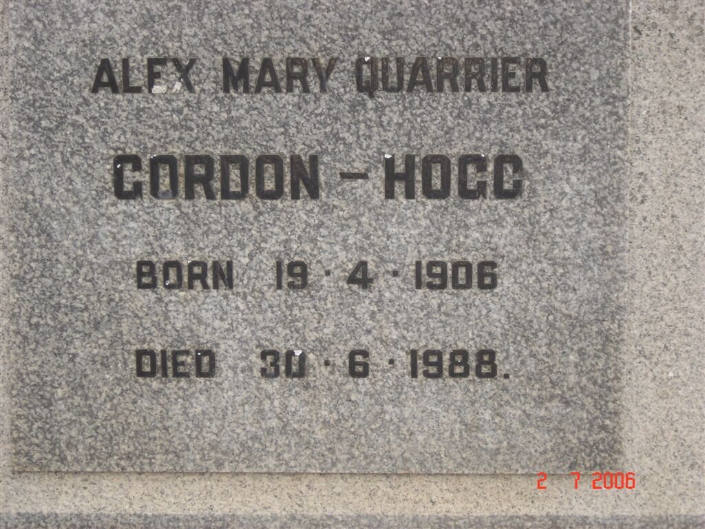 GORDON-HOGG Alex Mary Quarrier 1906-1988