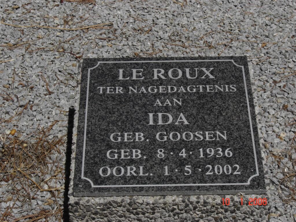 ROUX Ida, le nee GOOSEN 1936-2002