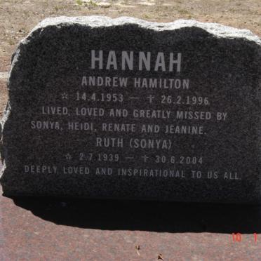 HANNAH Andrew Hamilton 1953-1996 :: HANNAH Ruth 1939-2004