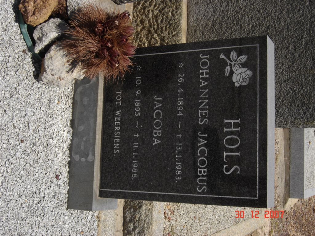 HOLS Johannes Jacobus 1894-1983 &amp; Jacoba 1895-1988
