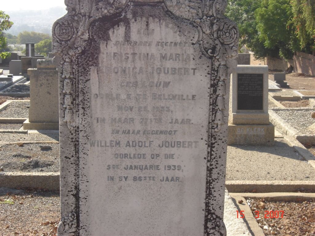 JOUBERT Willem Adolf -1939 &amp; Christina Maria Veronica LOUW -1933
