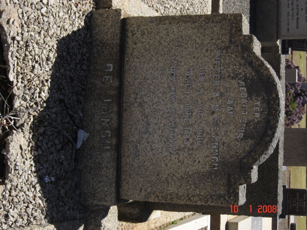 JONGH Pieter A.B., de 1900-1954