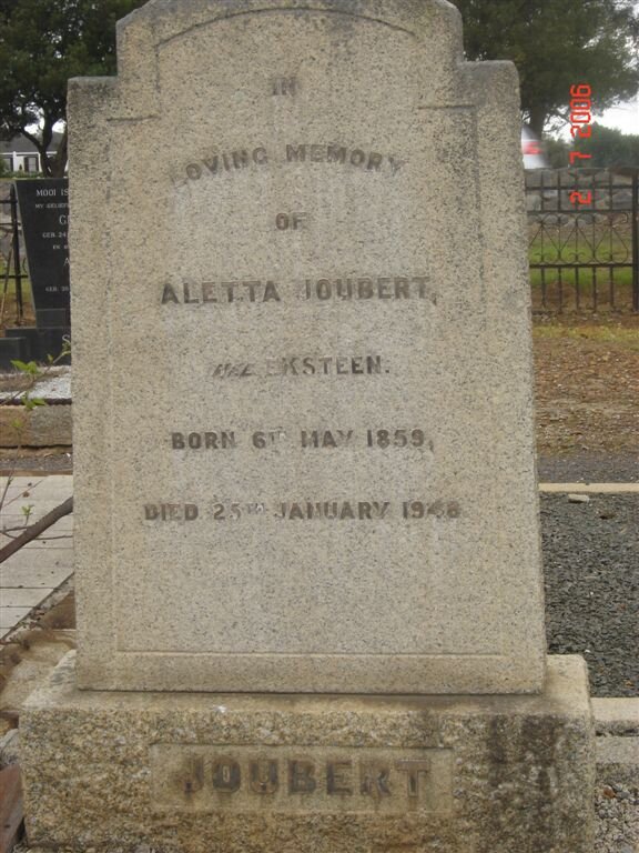 JOUBERT Aletta nee EKSTEEN 1859-1948