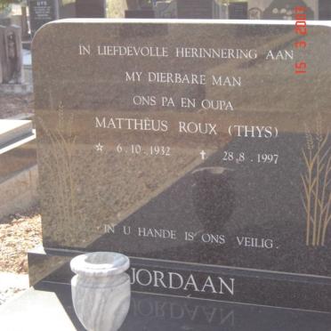 JORDAAN Matthëus Roux 1932-1997