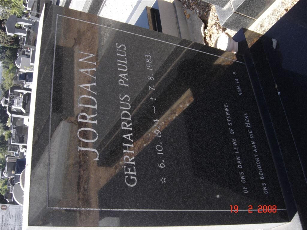 JORDAAN Gerhardus Paulus 1924-1983