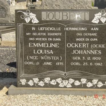 JOUBERT Ockert Johannes 1909-1982 &amp; Emmeline Louisa WÜISTER -1975