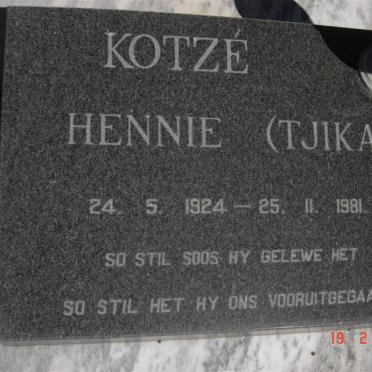 KOTZé Hennie 1924-1981