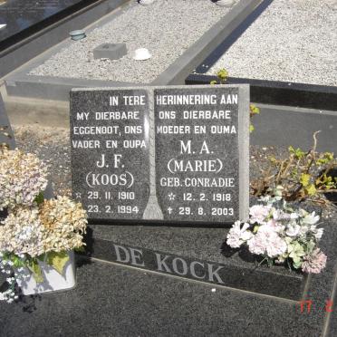 KOCK J.F., de 1910-1994 &amp; M.A. CONRADIE 1918-2003