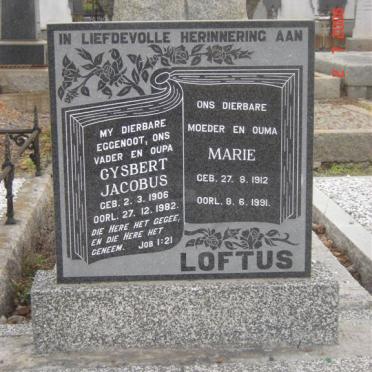 LOFTUS Gysbert Jacobus 1906-1982 &amp; Marie 1912-1991