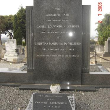 LOUBSER Daniel Louw -1952 &amp; Christina Maria DE VILLIERS -1952