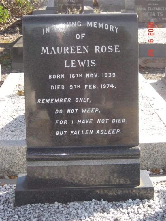 LEWIS Maureen Rose 1939-1974
