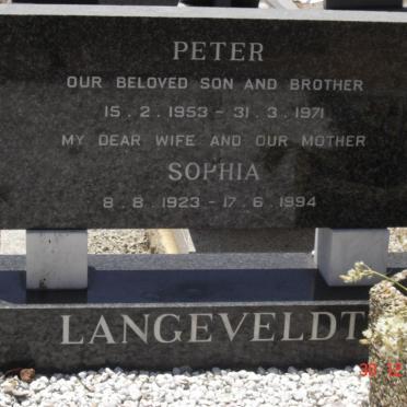 LANGEVELDT Sophia 1923-1994 :: LANGEVELDT Peter  1953-1971