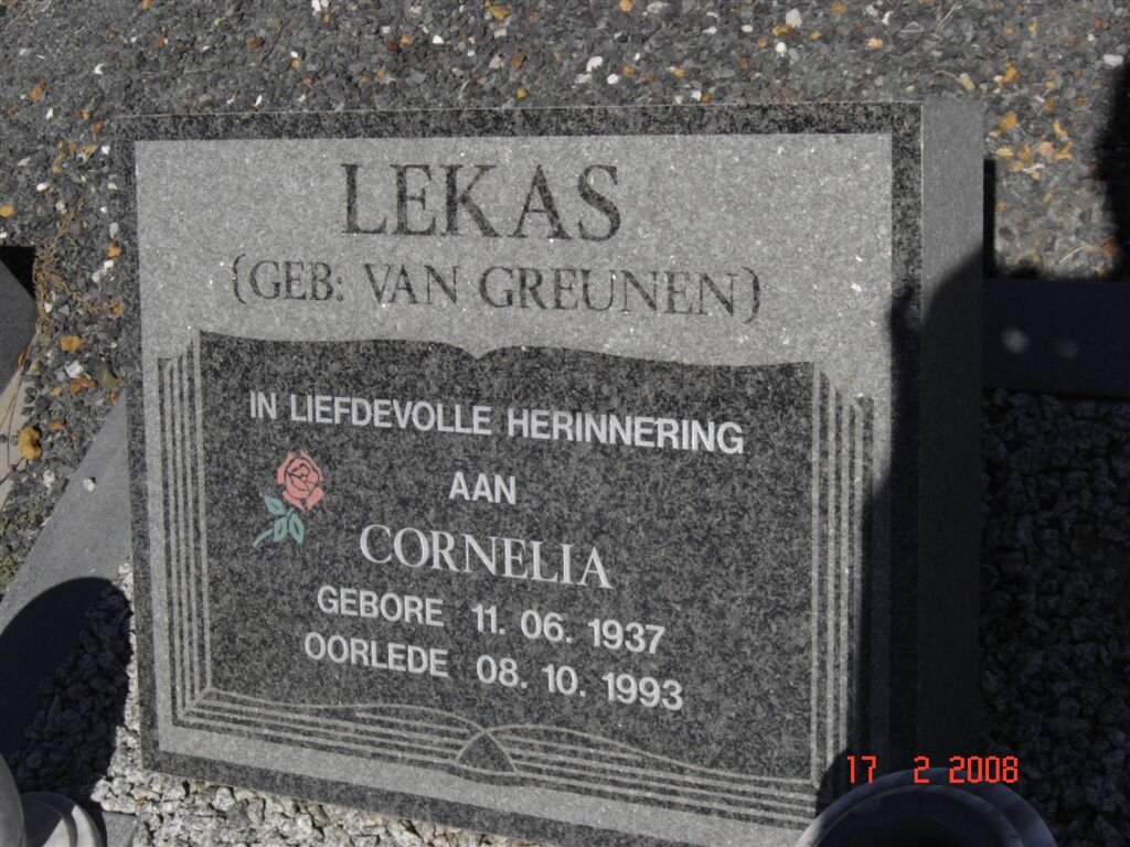 LEKAS Cornelia nee VAN GREUNEN 1937-1993