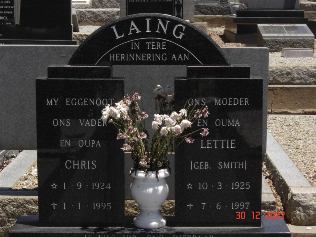LAING Chris 1924-1995 &amp; Lettie SMITH 1925-1997