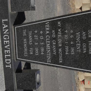 LANGEVELDT Vincent 1913-1994 &amp; Vera Clementine 1914-1993