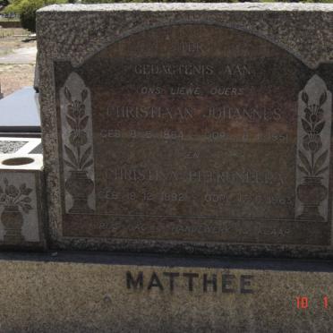 MATTHEE Christiaan Johannes 1884-1951 &amp; Christina Petronella 1892-1963