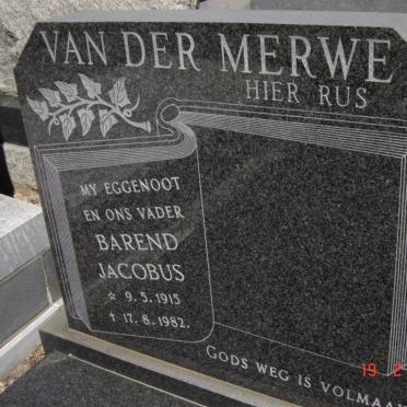 MERWE Barend Jacobus, van der 1915-1982