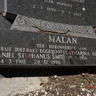 MALAN Daniel Stephanus Smit 1912-1986 &amp; Catharina Elizabeth 1926-