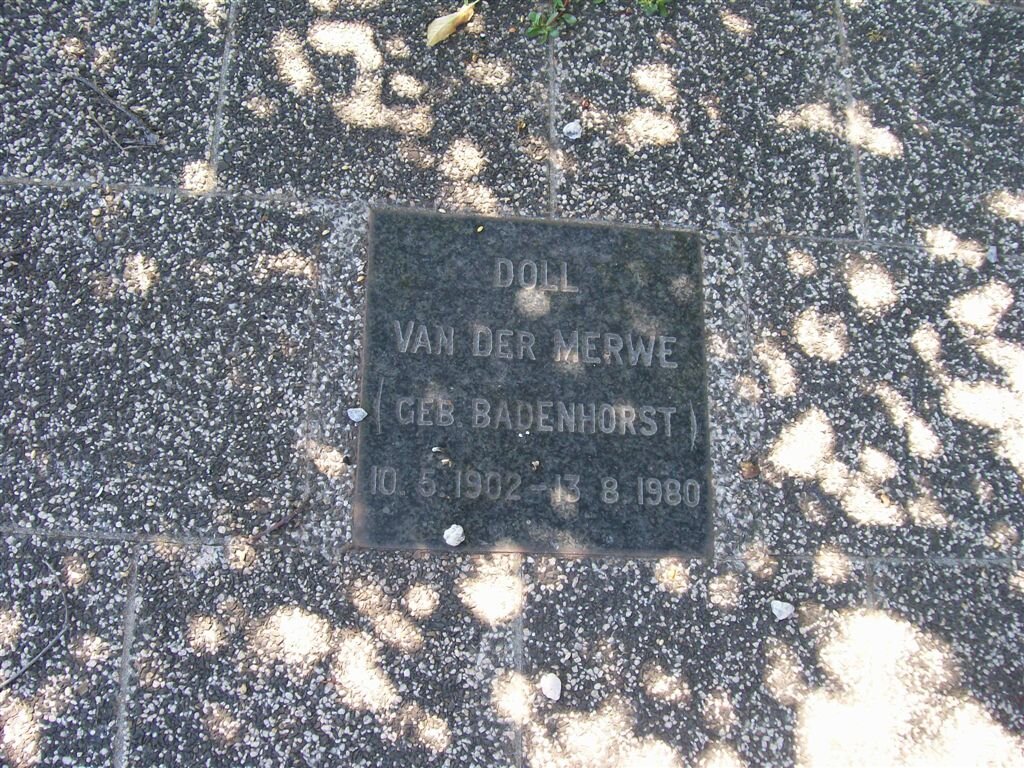 MERWE Doll, van der nee BADENHORST 1902-1980