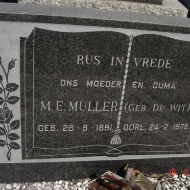 MULLER M.E. nee DE WIT 1891-1978