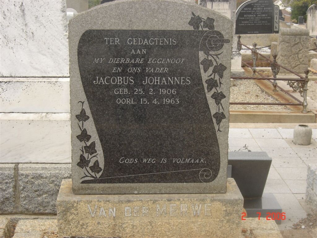 MERWE Jacobus Johannes, van der 1906-1963