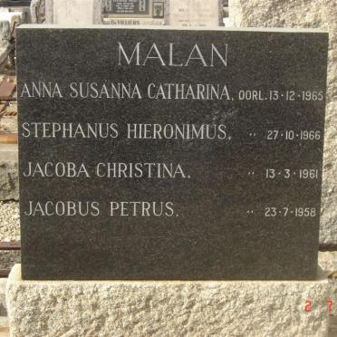 MALAN Anna Susanna Catharina –1965