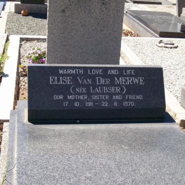 MERWE Elise, van der nee LAUBSER 1911-1970