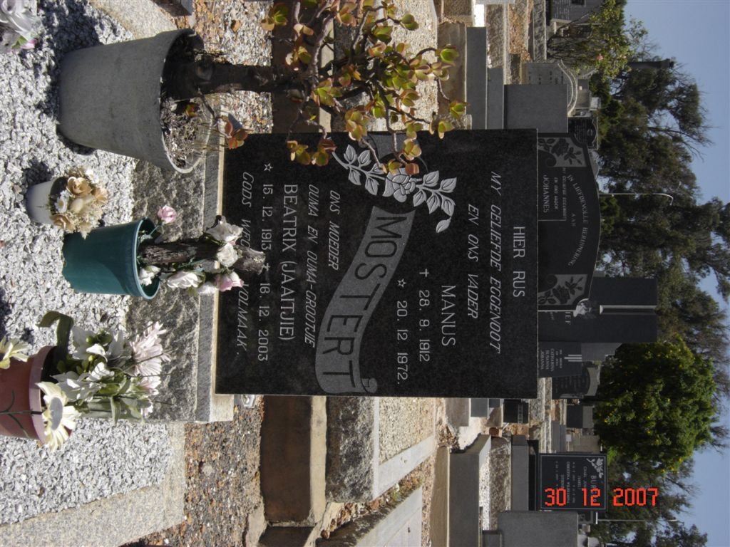 MOSTERT Manus 1912-1972 &amp; Beatrix 1913-2003