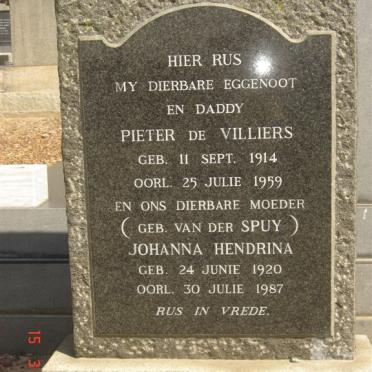 NIEKERK Pieter de Villiers, van 1914-1959 &amp; Johanna Hendrina VAN DER SPUY 1920-1987