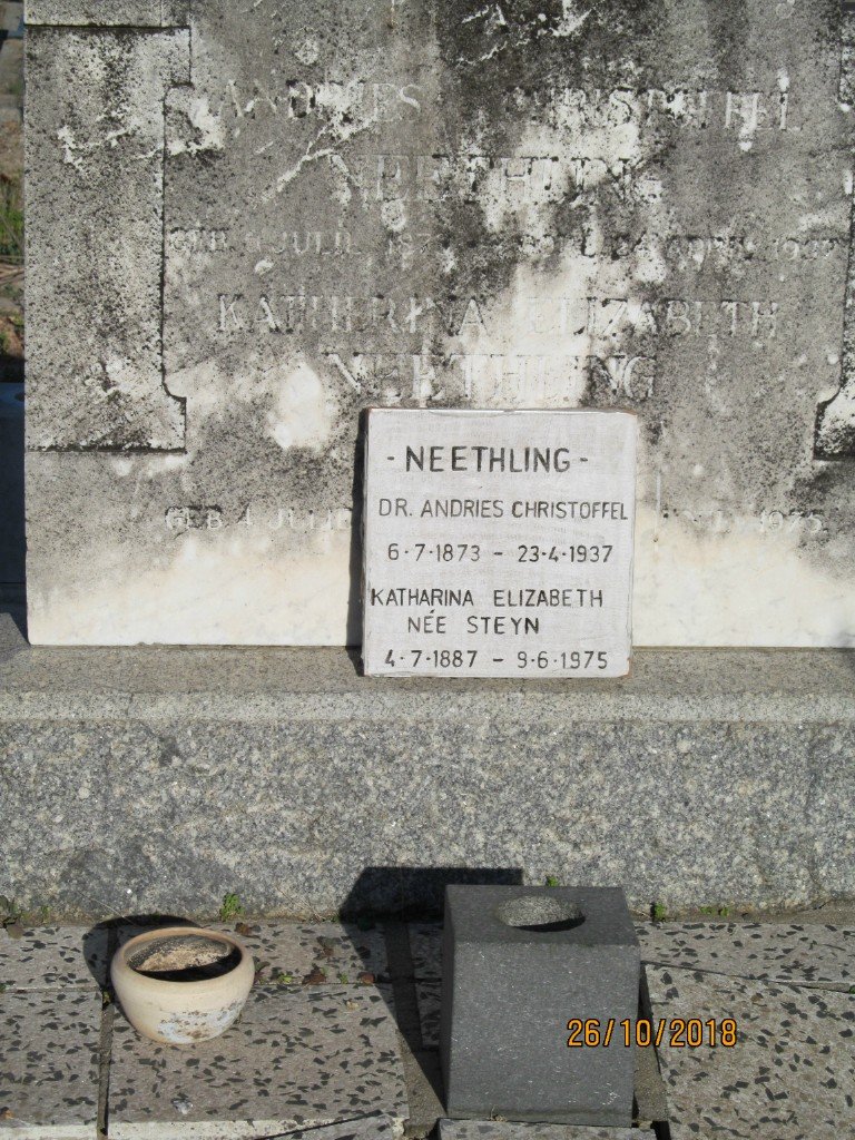 NEETHLING Andries Christoffel 1873-1937 &amp; Katharina Elizabeth STEYN 1887-1975