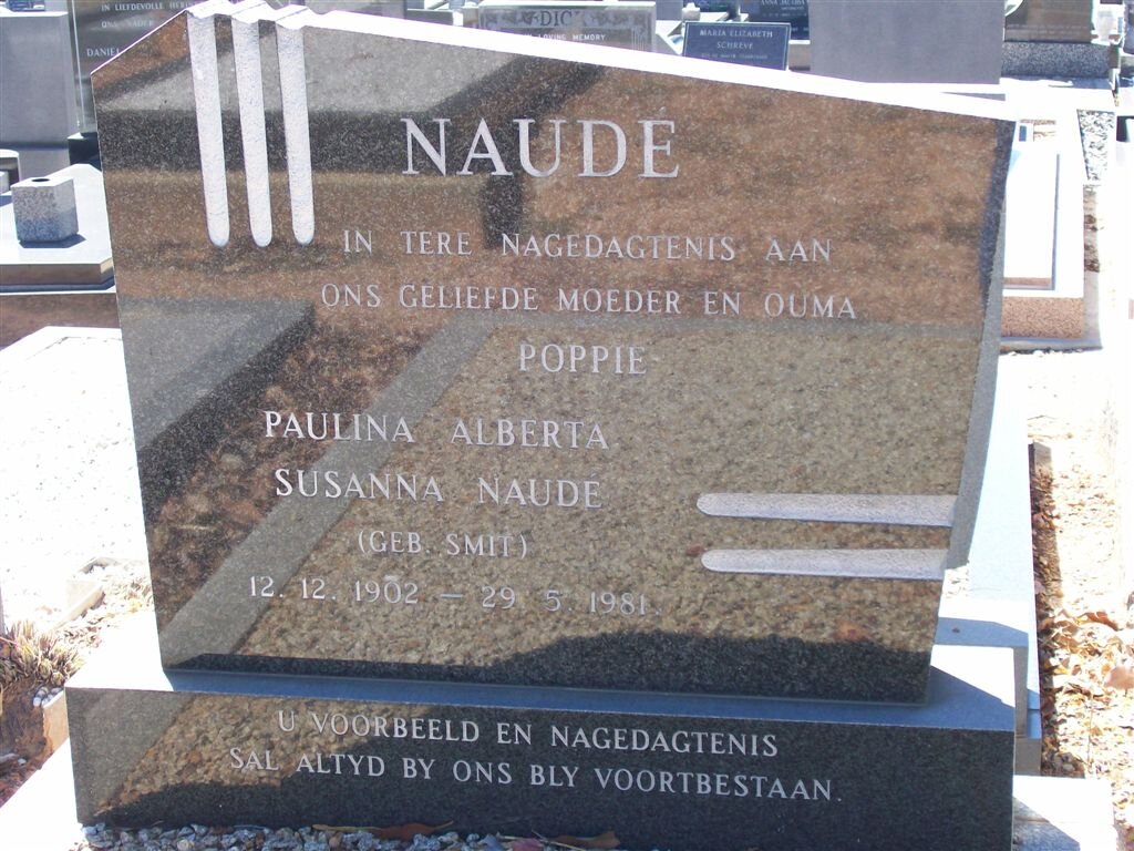 NAUDE Paulina Alberta Susanna nee SMIT 1902-1981