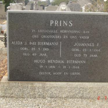 PRINS Johannes F. –1914 &amp; Alida J. BIERMANN –1913 :: BIERMANN Hugo Hendrik 1881-1948